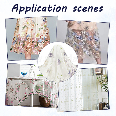 Embroidered Flowers Polyester Tulle Lace Fabric(DIY-WH0449-31A)-6
