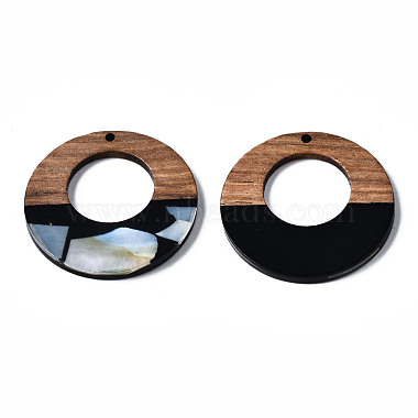 Opaque Resin & Walnut Wood Pendants(RESI-T035-20-B01)-3