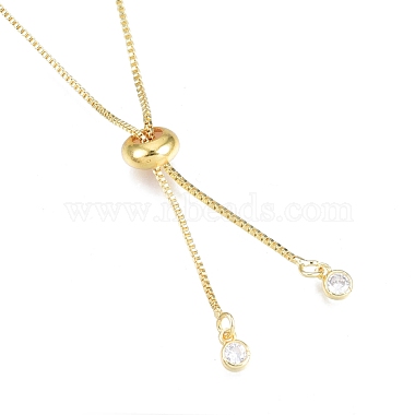 Brass Box Chains Slider Bracelet Making with Clear Cubic Zirconia Tiny Charms(BJEW-N021-03)-2