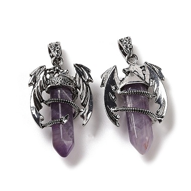 Natural Amethyst Pointed Pendants(G-B042-04P-54)-2