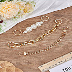 DIY Purse Making Kits, including Iron Curb Chain Purse Extender Chains, Plastic Imitation Pearl Beads Bag Extender Chains and Aluminum Bag Strap, Light Gold, 20cm(FIND-LP0004-52)
