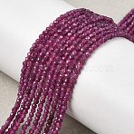 Natural Ruby Beads Strands, Faceted, Round, 2~2.5mm, Hole: 0.5mm, about 194~197pcs/strand, 15.28''~15.51''(38.8~39.4cm)(G-K366-C09-2mm)