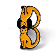 Cat Initial Letter Enamel Pin, Electrophoresis Black Alloy Cartoon Brooch for Backpack Clothes, Letter.B, 30x15x2mm, Pin: 1.2mm(JEWB-A005-27-B)