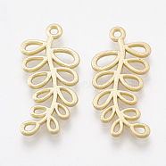 Smooth Surface Alloy Pendants, Leaf, Matte Gold Color, 24x11.5x1.5mm, Hole: 1.2mm(X-PALLOY-S117-122)