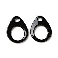 Spray Painted 201 Stainless Steel Charms, Teardrop Charm, Black, 13x10x1mm, Hole: 1.8mm(STAS-G304-17C)