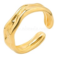201 Stainless Steel Twist Wave Open Cuff Ring for Women, Golden, US Size 8(18.1mm)(FIND-PW0004-56G)