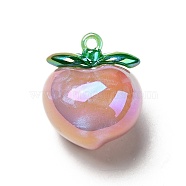 UV Plating Opaque Acrylic Pendants, AB Color Plated, Peach, Light Coral, 33x28x25.5mm, Hole: 2.5mm(SACR-A001-07A)