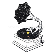Music Theme Enamel Pins, Alloy Brooch, Vinyl Record Player, Packaging: 60x40mm(PW-WG50684-01)