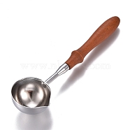Brass Wax Sticks Melting Spoon, with Wood Handle, Platinum, 111x30x15.3mm(AJEW-I043-03P)