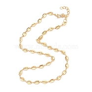 Vacuum Plating 304 Stainless Steel Coffee Bean Chain Necklaces, with Lobster Claw Clasps, Golden, 16.3 inch(41.4cm)(NJEW-O123-01G)