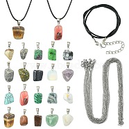 DIY Natural & Synthetic Mixed Gemstone Pendant Necklaces Making Kits, Mixed Shape, 15~35x10~20x5~15mm, Hole: 3x7.5mm(DIY-YW0008-91)