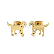 304 Stainless Steel Stud Earrings, Golden, Dog, 9.5x12mm(EJEW-G384-01E)