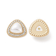 ABS Imitation Pearl Cabochons, with Alloy Rhinestone Finding, Triangle, Golden, 21x21x6mm(PALLOY-E026-01G)