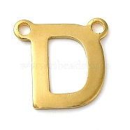 304 Stainless Steel Charms, Real 18K Gold Plated, Letter Charm, Letter D, 10x10x1mm, Hole: 1mm(STAS-Z074-04G-D)