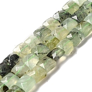 Natural Prehnite Beads Strands, Faceted, Square, 9~10.5x10~10.5x6mm, Hole: 1mm, about 18~20pcs/strand, 7.09~7.68 inch (18~19.5cm)(G-C109-A05-01)