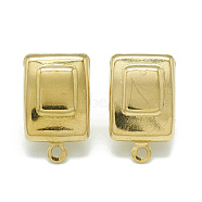 304 Stainless Steel Stud Earring Findings, with Loop, Rectangle, Golden, 16.5x10mm, Hole: 1.4mm, Pin: 0.8mm(STAS-Q225-15G)