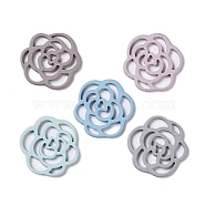 Spray Painted Brass Filigree Joiners, Flower Shape, Mixed Color, 14x13.5x1mm(KK-R156-03)