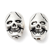 Tibetan Style Alloy Beads, Cadmium Free & Lead Free, Skull, Antique Silver, 11x8x6mm, Hole: 1.2mm(FIND-Q094-12G-AS)