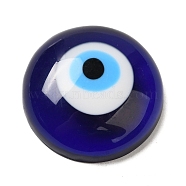 Evil Eye Resin Cabochons, Lucky Eye Cabochons, Blue, Round, 34x10mm(RESI-Z013-03)