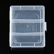 Rectangle Polypropylene(PP) Bead Storage Containers, with Hinged Lid and 3 Grids, for Jewelry Small Accessories, Clear, 11.65x9.7x4.3cm, Compartment: 91x36mm(CON-S043-044)