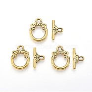 Tibetan Style Alloy Toggle Clasps, Antique Golden, Ring: 20x15x2mm, Hole: 2x3mm, Bar: 17x9x2mm, Hole: 2x3mm(PALLOY-J471-24AG)
