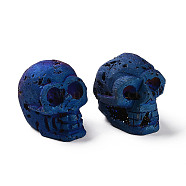 Electroplate Natural Druzy Geode Quartz Beads, Gemstone Home Display Decorations, No Hole/Undrilled, Smile Skull, Blue Plated, 42x36.5x51mm(DJEW-K009-E02)