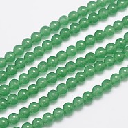 Natural & Dyed Malaysia Jade Bead Strands, Imitation Green Aventurine, Round, Medium Sea Green, 6mm, Hole: 0.8mm, about 64pcs/strand, 15 inch(G-A146-6mm-A04)
