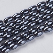 Non-Magnetic Synthetic Hematite Beads, Oval, Black, 5x3mm, Hole: 0.8mm, about 82pcs/strand(G-H1082-1)