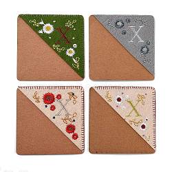 4Pcs Letter Personalized Hand Embroidered Corner Bookmarks, Four Season Flower Embroidered Bookmarker for Books Reading Gift, Letter.X, 95x95mm(JX587X)