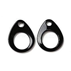 Spray Painted 201 Stainless Steel Charms, Teardrop Charm, Black, 13x10x1mm, Hole: 1.8mm(STAS-G304-17C)