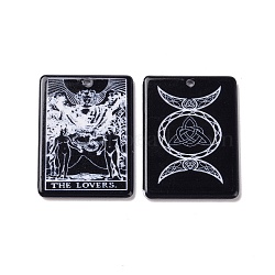 Printed  Acrylic Pendants, Rectangle with Tarot Pattern, The Lovers VI, 34x25x2mm, Hole: 1.8mm(SACR-G030-01D)