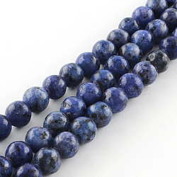 Dyed Natural Sesame Jasper Round Beads Strands, Royal Blue, 6mm, Hole: 1mm, about 62pcs/strand, 15.7 inch(X-G-R342-6mm-12)