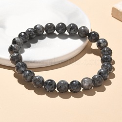 Natural Larvikite Bead Stretch Bracelets, Round, Inner Diameter: 2-1/8 inch~2-3/8 inch(5.5~6cm), Bead: 8mm(BJEW-K212-B-046)