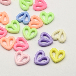 Opaque Acrylic Beads, Heart, Mixed Color, 16x17x4mm, Hole: 2mm, about 940pcs/500g(SACR-Q100-M060)