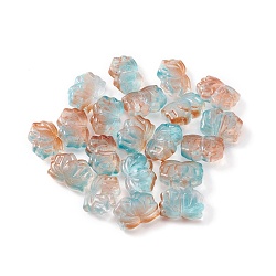 20Pcs Two Tone Glass Beads, Lotus, Orange, 10x14x6mm, Hole: 1.2mm(GLAA-CJC0002-05A)