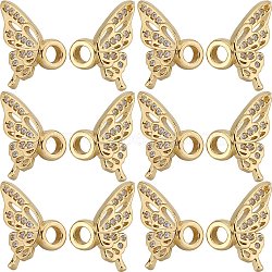 10 Sets Brass Micro Pave Clear Cubic Zirconia Pendants, Wing, Real 18K Gold Plated, 11x16x5mm, Hole: 3mm(KK-SC0004-15)