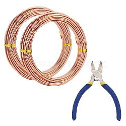 DIY Wire Wrapped Jewelry Kits, with Aluminum Wire and Iron Side-Cutting Pliers, Sandy Brown, 12 Gauge, 2mm, 10m/roll, 2rolls/set(DIY-BC0011-81E-03)
