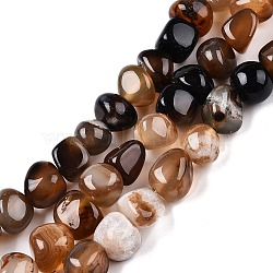 Natural Agate Beads Strands, Nuggets, Tumbled Stone, Saddle Brown, 6.5~11.5x10~13.5x8~10.5mm, Hole: 1.2mm, about 36~40pcs/strand, 14.29~14.65 inch(36.3~37.2cm).(G-N342-65A)