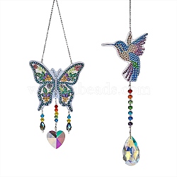 2 Sets 2 Style DIY Diamond Painting Wind Chime Kits, with Diamond Painting Bag, Rhinestones, Mixed Shape, Mixed Color, 1 set/style(DIY-SZ0007-56)