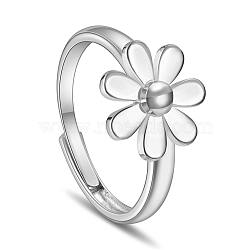 SHEGRACE Brass Adjustable Rings, Daisy, Platinum, Size 9, 19mm(JR756B)