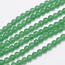 Natural & Dyed Malaysia Jade Bead Strands, Imitation Green Aventurine, Round, Medium Sea Green, 6mm, Hole: 0.8mm, about 64pcs/strand, 15 inch(G-A146-6mm-A04)