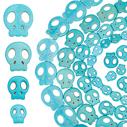 4 Strands 4 Styles Dyed Synthetic Turquoise Beads Strands Sets, Skull, Medium Turquoise, 14.5~32.5x13~30x3.5~4mm, Hole: 1.4~1.6mm, about 12~27pcs/strand, 15.24~16.14 inch(38.7~41cm), 1 Strand/style(G-AR0005-41B)