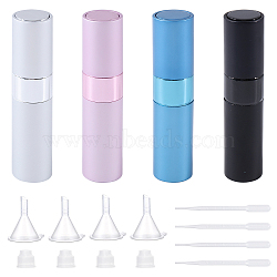 Empty Portable Glass Spray Bottles, Rotary Bottle, with Dispensing Pump and Disposable Dropper & Funnel Hopper, Mixed Color, 1.15~1.25~98x2.3cm, Capacity: 8ml(0.27fl. oz)(AJEW-GL0002-30)