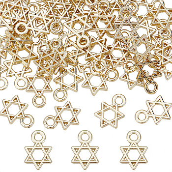 60Pcs Alloy Charms, for Jewish, Star of David, Light Gold, 12x8x1.5mm, Hole: 2mm