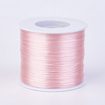 Flat Elastic Crystal String, Elastic Beading Thread, for Stretch Bracelet Making, Pink, 0.7mm, about 546.8 yards(500m)/roll
