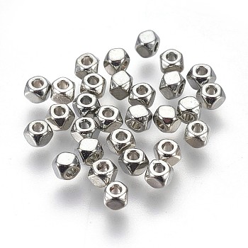 Alloy Spacer Beads, Screw Nut, Cadmium Free & Nickel Free & Lead Free, Platinum, 3x2.5mm, Hole: 1mm