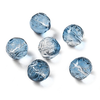 Transparent Glass Beads, Cube, Steel Blue, 12x12x12mm, Hole: 1.4mm