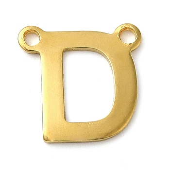 304 Stainless Steel Charms, Real 18K Gold Plated, Letter Charm, Letter D, 10x10x1mm, Hole: 1mm