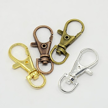 Alloy Swivel Lobster Claw Clasps, Swivel Snap Hook, Mixed Color, 35x13mm, Hole: 6mm, 4 colors, 25pcs/color, 100pcs/box