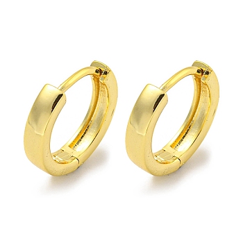 Brass Hoop Earrings, Round, Real 18K Gold Plated, 14.5x3mm